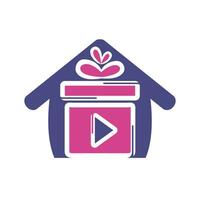 Geschenk-Video-Logo-Template-Design. vektor