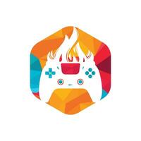 Wütendes Gamer-Vektor-Logo-Design. Tastatur-Controller und Feuerflammen-Vektor-Icon-Design. vektor