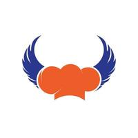 Flying Chef-Vektor-Logo-Design-Vorlage. Kochmütze mit Flügel-Symbol-Logo. vektor