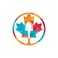Kanada-Arbeitsvektor-Logo-Design-Vorlage. Schaufel mit Ahornblatt-Symbol-Vektor-Logo-Design. vektor