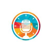 Podcast-Zeit-Vektor-Logo-Design-Vorlage.