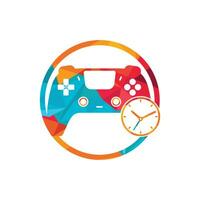 gaming tid vektor logotyp design. spel trösta med klocka ikon vektor logotyp design.