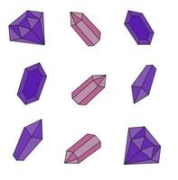 Hexenkristalle. lila und rosa Kristalle und Mineralien, Diamant. Edelsteinschmuck vektor