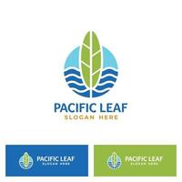 eco vänlig grön och blå pacific blad logotyp vektor