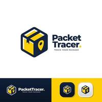 paket tracker modern platt låda logotyp vektor