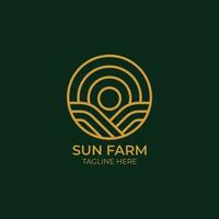 minimalistische linienlogoillustration der sonnenfarm vektor