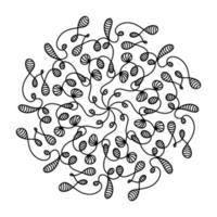 handritad spindelnät mandala isolerad på vit bakgrund. söt doodle bläckfisk, bläckfisk, tentakler, utomjording, bikupa, drömfångare. målarbok för vuxna och barn. scribble ink line art. antistress bok vektor