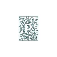 enkel brev p logotyp i blommig prydnad första design begrepp vektor