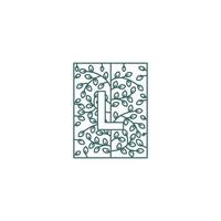 enkel brev l logotyp i blommig prydnad första design begrepp vektor