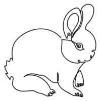 One Line Art Bunny, Baby Bunny Symbol des Jahres oder Ostermaskottchen vektor