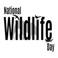 Nationaltag der wild lebenden Tiere, Silhouetten von Wildtieren und thematische Inschrift für ein Banner oder eine Postkarte vektor