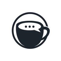 Kaffee-Talk-Vektor-Logo-Design. Kaffeetasse mit Bubble-Chat-Icon-Vektordesign. vektor