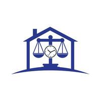 Law Time Vektor-Logo-Design. Skala mit Uhr-Symbol-Vektor-Logo-Design. vektor