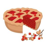 Beerenkuchen geschnitten, Preiselbeeren. vektor