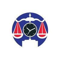 Law Time Vektor-Logo-Design. Skala mit Uhr-Symbol-Vektor-Logo-Design. vektor