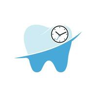 dental tid vektor logotyp design mall. mänsklig tand och klocka ikon design.