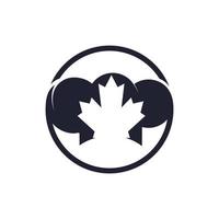 Designvorlage für das Vektorlogo des kanadischen Kochs. Ahornblatt mit Kochmütze-Symbol-Logo. vektor