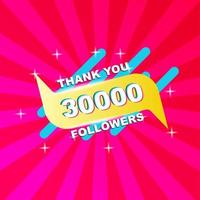 tacka du 30000 följare hälsning kort mallar för social nätverk, sociala media posta tacka du kort vektor