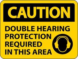 Achtung doppeltes Gehörschutzzeichen auf weißem Hintergrund vektor