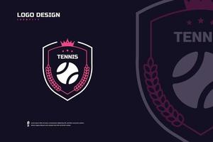 tennis bricka logotyp, sport team identitet. tennis turnering design mall, e-sport bricka vektor illustration