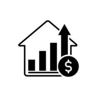 ökade hus pris ikon vektor