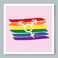 regnbåge flagga med kön jämlikhet HBTQ textur klotter symbol vektor