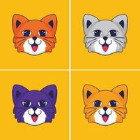 vektor samling av katt tecknad serie illustrationer, ikoner, avatarer. baner design