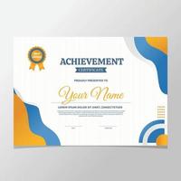 blå guld certifikat av prestation Framgång skola skriva ut mall vektor