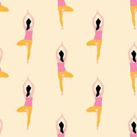 vektor sömlös mönster med en flicka håller på med yoga.the begrepp av sport, Gym, yoga, pilates, kondition. friska livsstil. hälsa fördelar för de kropp, sinne och känslor. vektor illustration.