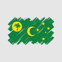 Pinselstriche mit Flagge der Kokosinseln. Nationalflagge vektor