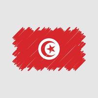 Pinselvektor mit tunesischer Flagge. Nationalflagge vektor