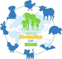värld zoonoser dag på 6 juli baner design vektor