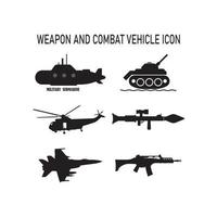 Symbol für Waffe und Kampffahrzeug vektor
