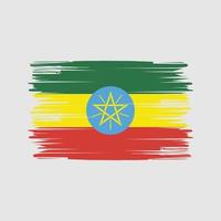 Pinselstriche mit Äthiopien-Flagge. Nationalflagge vektor