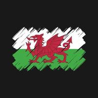 Wales flagga penseldrag. National flagga vektor