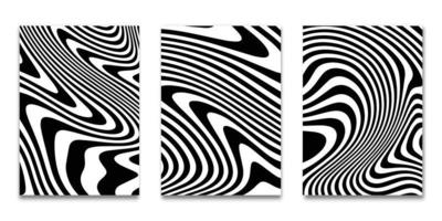 Satz von minimalem Cover-Design, moderne Vorlage mit gestreiftem schwarz-weißem Hintergrund, Muster von Cover-Vorlagensatz, Vektorillustration vektor