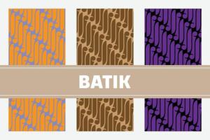 vektor indonesien batik mönster. uppsättning av tre sömlös mönster i indonesien årgång batik