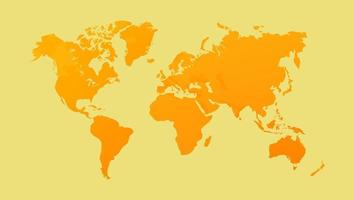 Weltkartenvektorillustration, lokalisiert auf Goldhintergrund. flache Erde. Globus oder Weltkarte vektor