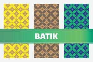 vektor indonesien batik mönster. uppsättning av tre sömlös mönster i indonesien årgång batik