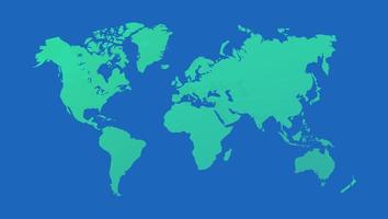 Weltkarte-Vektorillustration, lokalisiert auf blauem Hintergrund. flache Erde. Globus oder Weltkarte