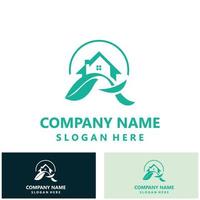 grüne home logo freundliche kreative ökologie einfache designvorlage vektor