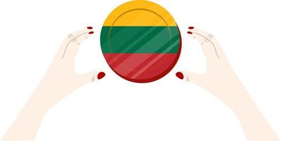 lithuanian flagga hand ritad, litauiska litas hand dragen vektor