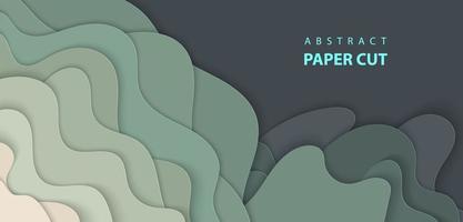 Vektorhintergrund mit grünen Papierschnittformen. 3D abstrakter Papierkunststil, Design-Layout für Geschäftspräsentationen, Flyer, Poster, Drucke, Dekoration, Karten, Broschüren-Cover. vektor