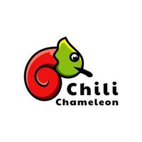 Einzigartige Chili- und Chamäleon-Kombinationen, im Hintergrund weiß, Vektor-Logo-Design editierbar vektor