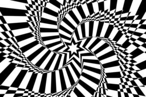 abstrakt optisk illusion bakgrund med en stjärna. svart och vit. vektor. vektor