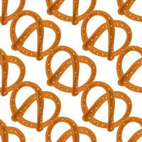 sömlös mönster med traditionell mellanmål pretzel illustration på vit bakgrund vektor