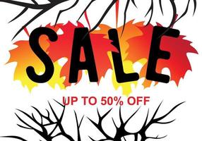 Online-Banner-Vorlage für den Herbstverkauf. Halloween-Verkaufsbanner mit bis zu 50 Stück vektor
