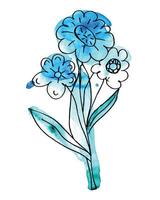 blomma blå bukett illustration med vattenfärg. hand dragen vattenfärg illustration med blå vattenfärg färga vektor