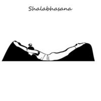 kontinuierliche Linienzeichnung. junge Frau, die Yoga-Übungen macht, Silhouettenbild. einzeilig gezeichnete schwarz-weiß-illustration. Shalabhasana-Yoga-Pose vektor