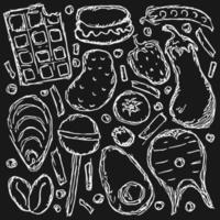 Lebensmittel-Symbole. Vektor-Lebensmittel-Hintergrund vektor